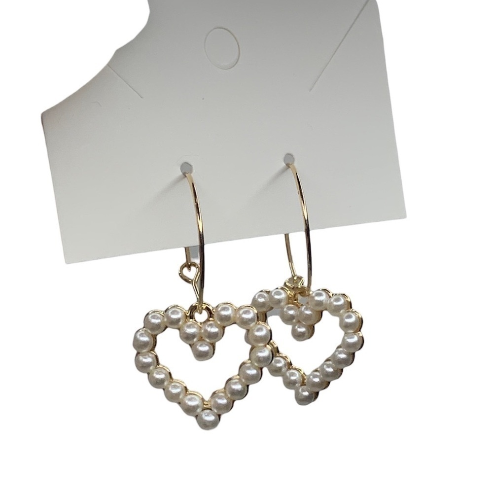 Gold, heart hoop, earings